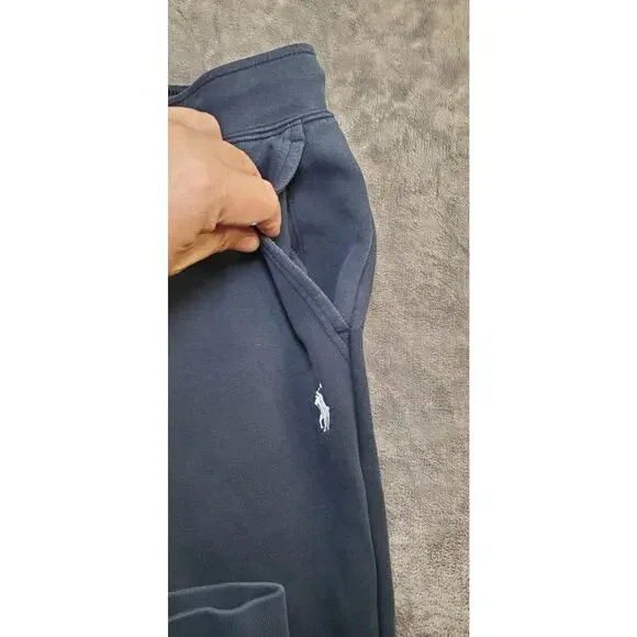 Polo Ralph Lauren Sz M Double Knit Jogger Casual White Pony Sweatpants Blue C15